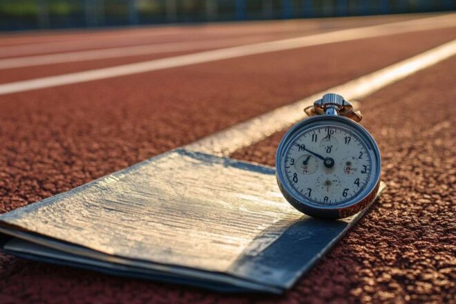 Image d'illustration. Chronomètre et sifflet sur tableau du coach