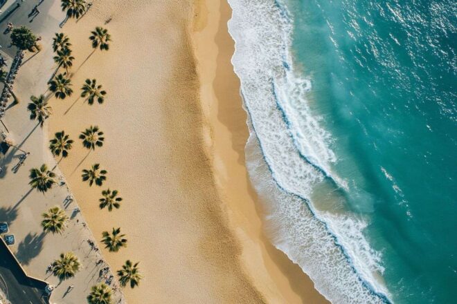 Image d'illustration. Sables dorés le long de la côte de barcelone