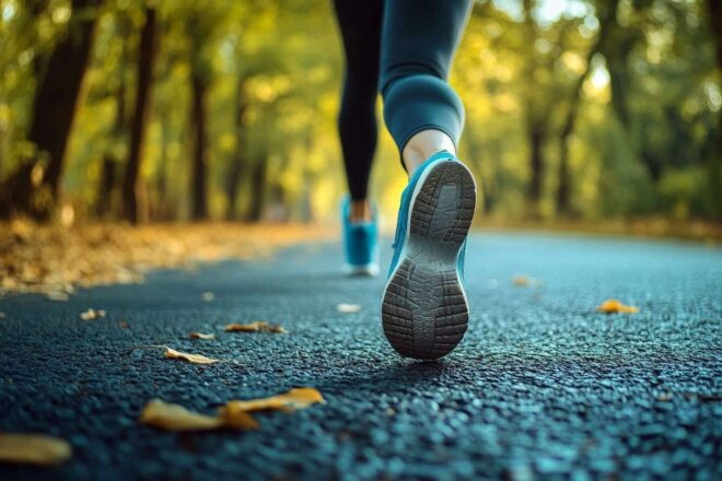 Image d'illustration. Pieds de coureur frappant le trottoir