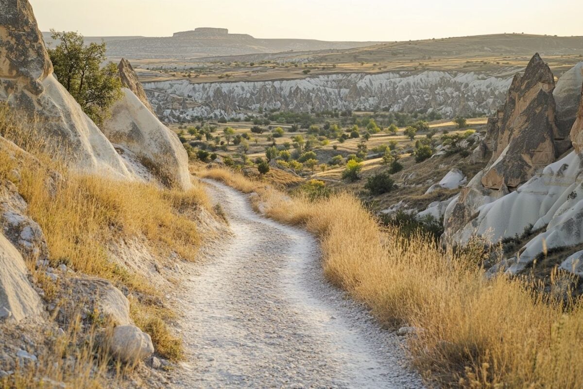 Chemin sinueux à travers les paysages époustouflants de cappadoce