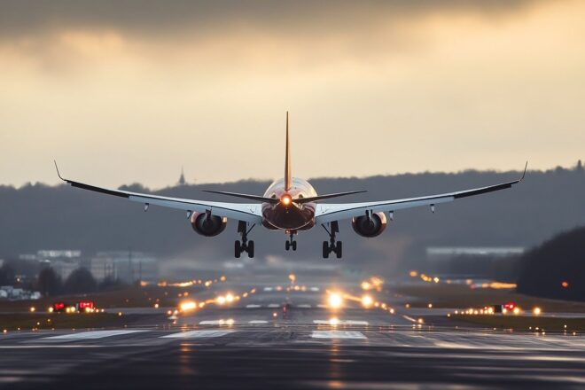 Vue panoramique d un avion en vol