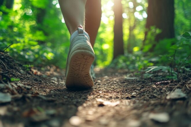 Promenade dans la forêt ensoleillée
