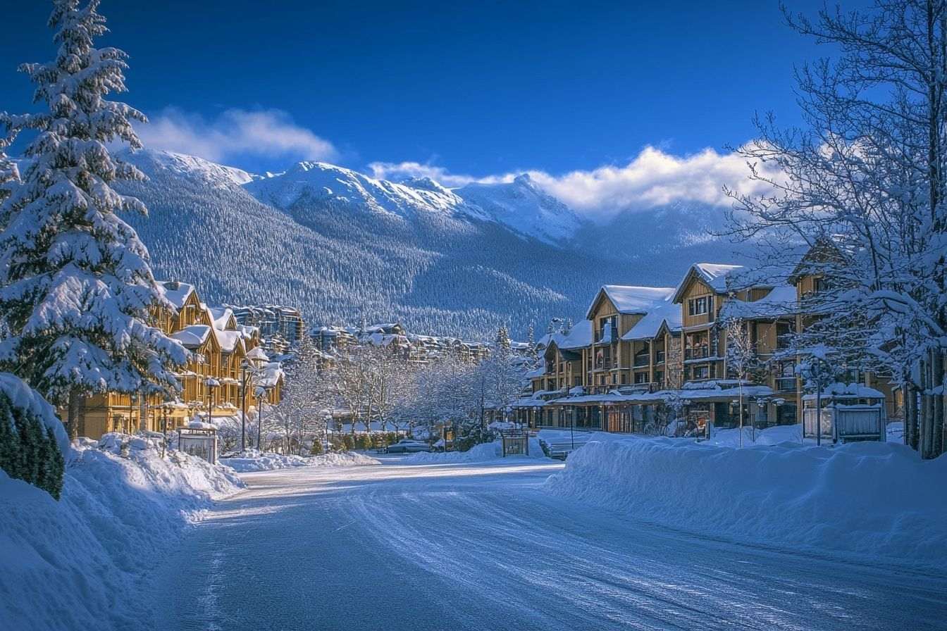 Image d'illustration. Montagnes enneigées autour du village de whistler