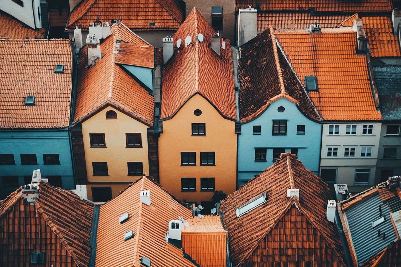 Image d'illustration. Vue aérienne des toits colorés de prague