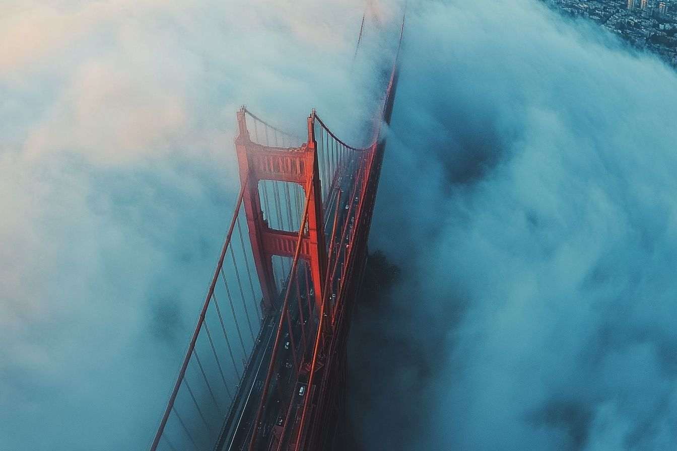 Image d'illustration. Vue aérienne du golden gate bridge