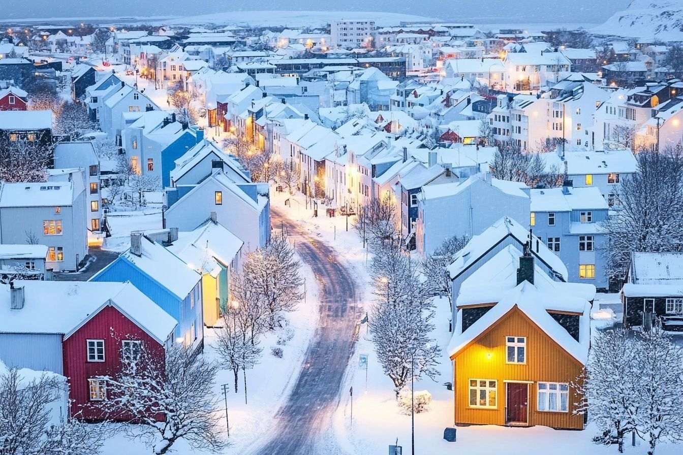 Image d'illustration. Les toits enneigés de reykjavík