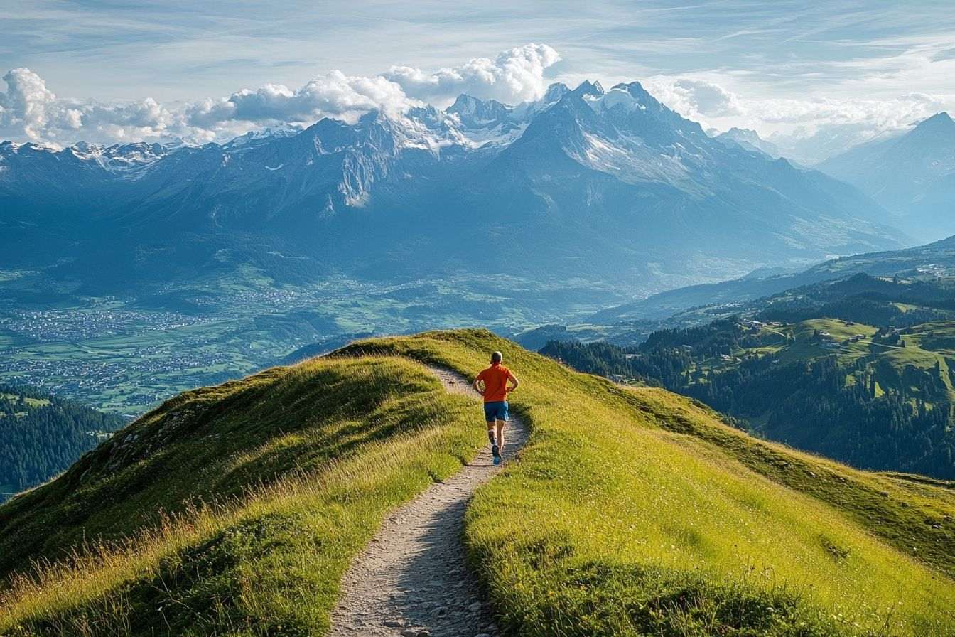 Image d'illustration. Vue panoramique d un coureur sur un chemin de montagne
