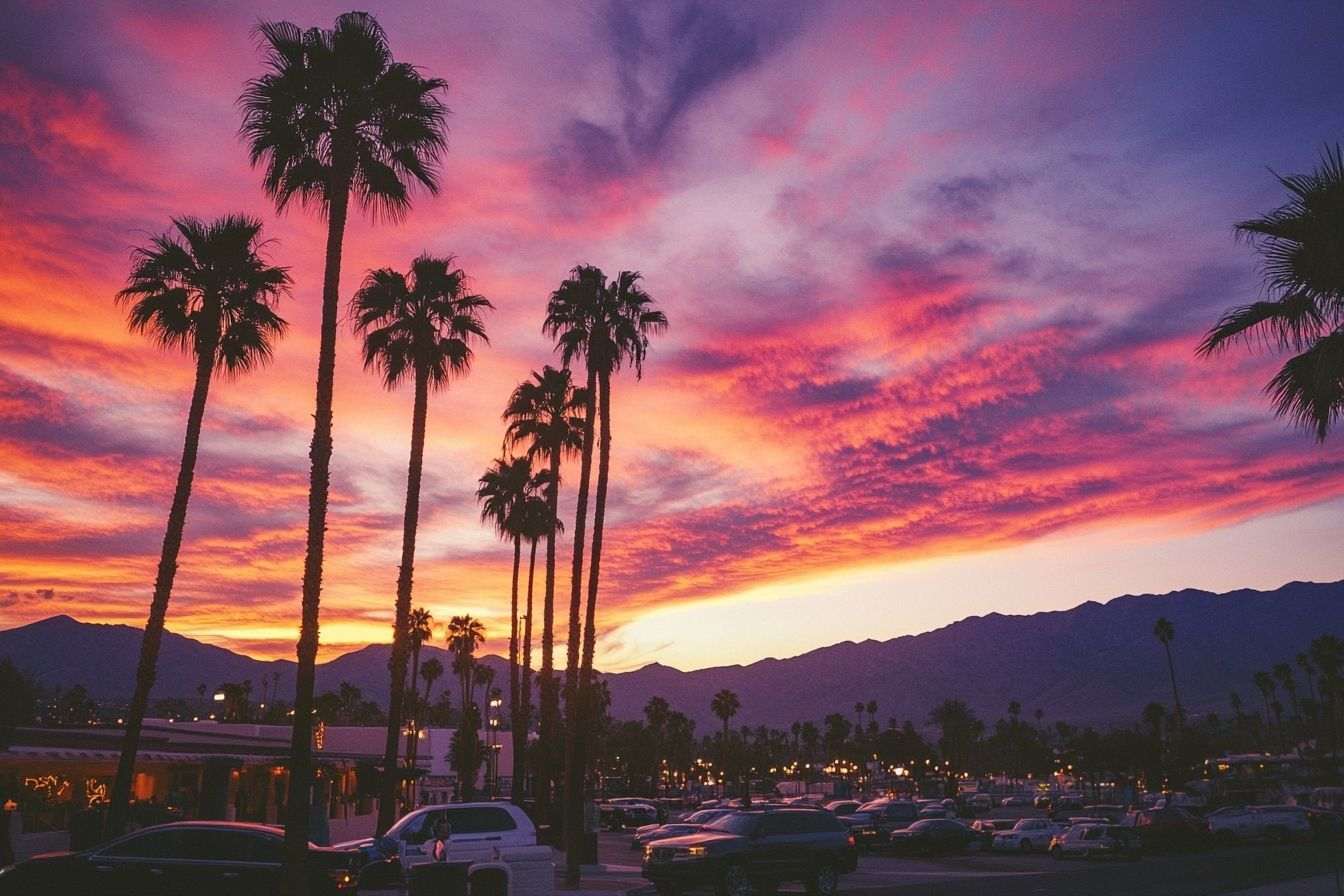 Image d'illustration. Coucher de soleil dramatique à palm springs