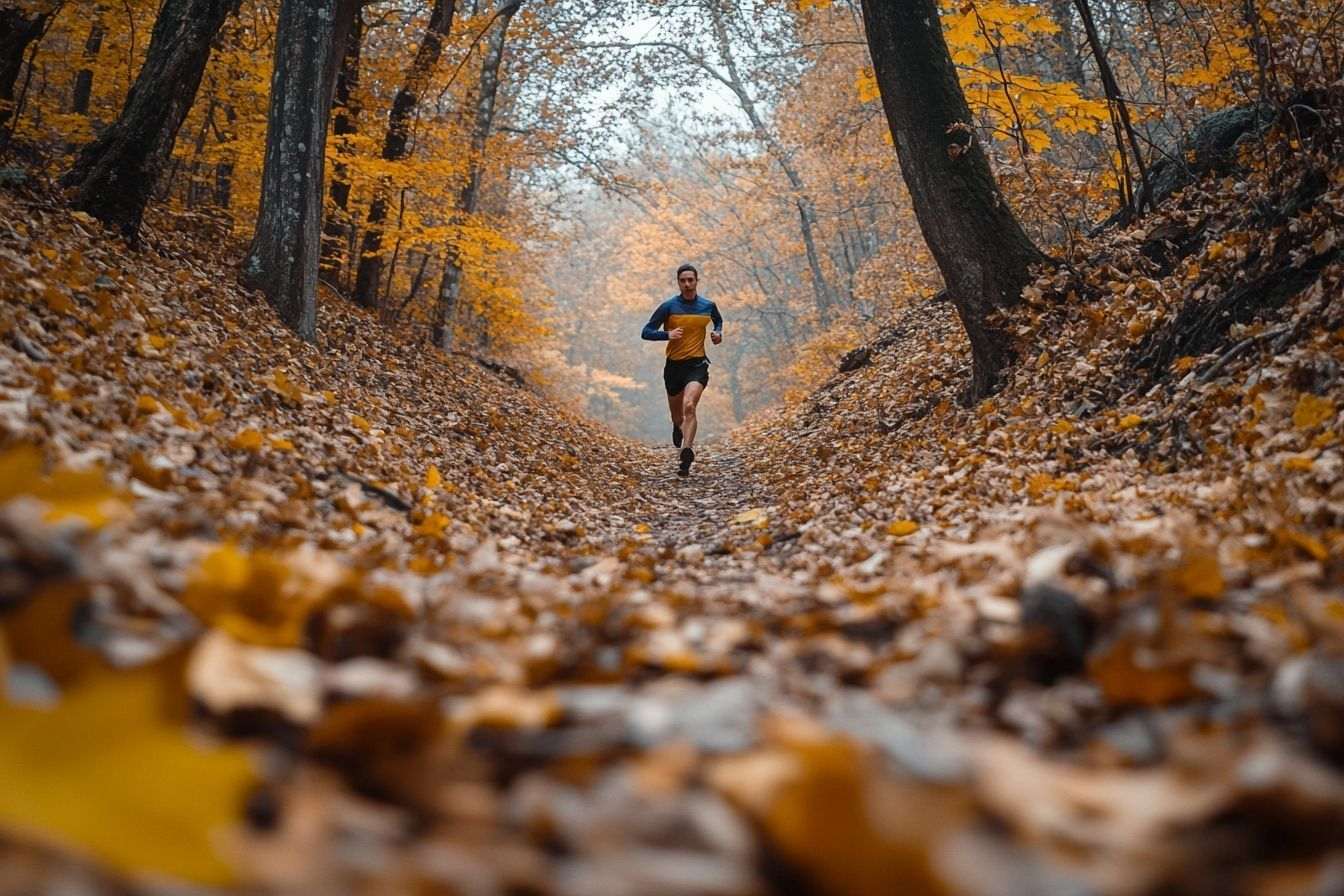 Descente de trail en automne