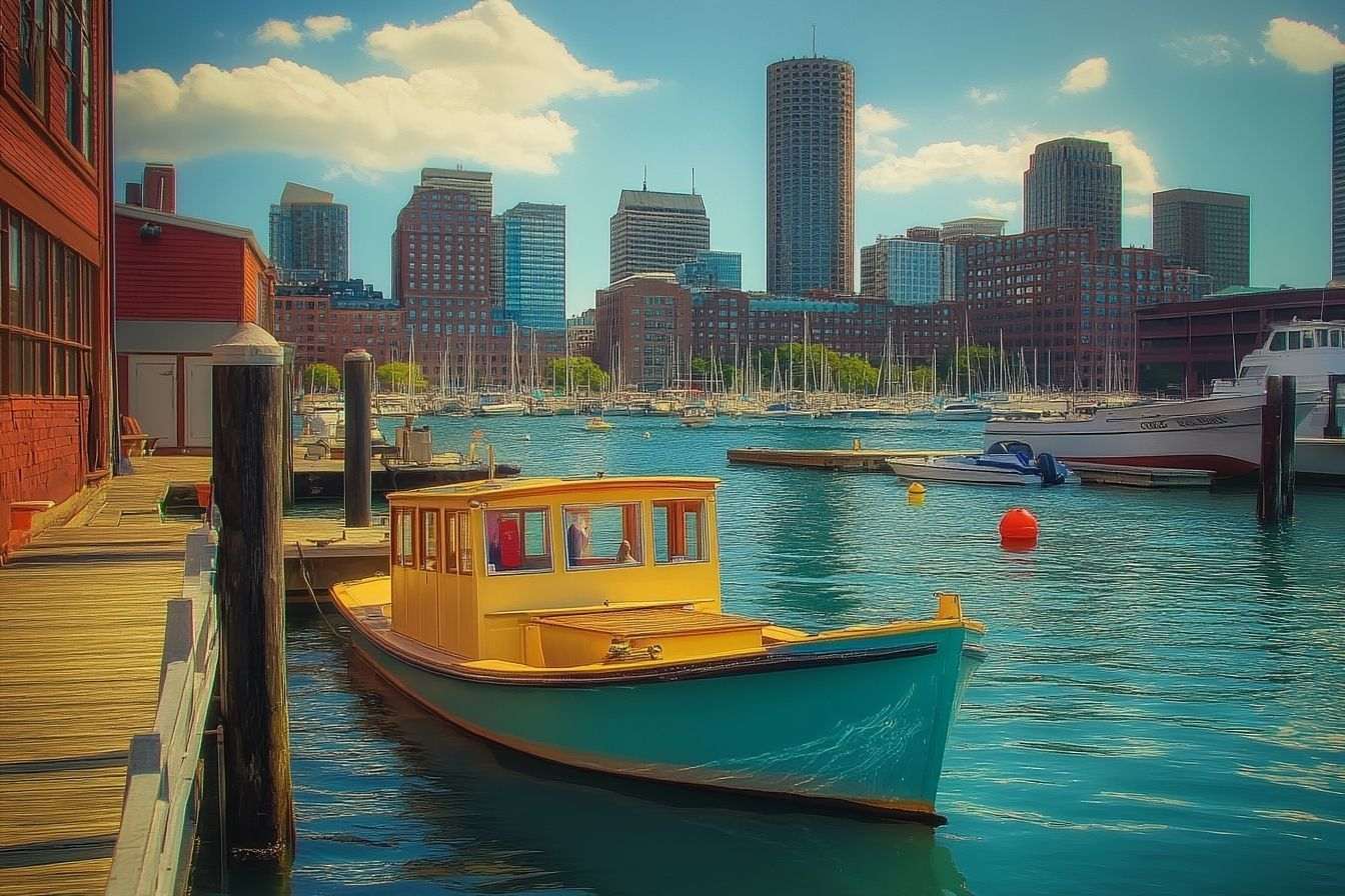 Image d'illustration. Scène vibrante au bord de l eau à boston harbor