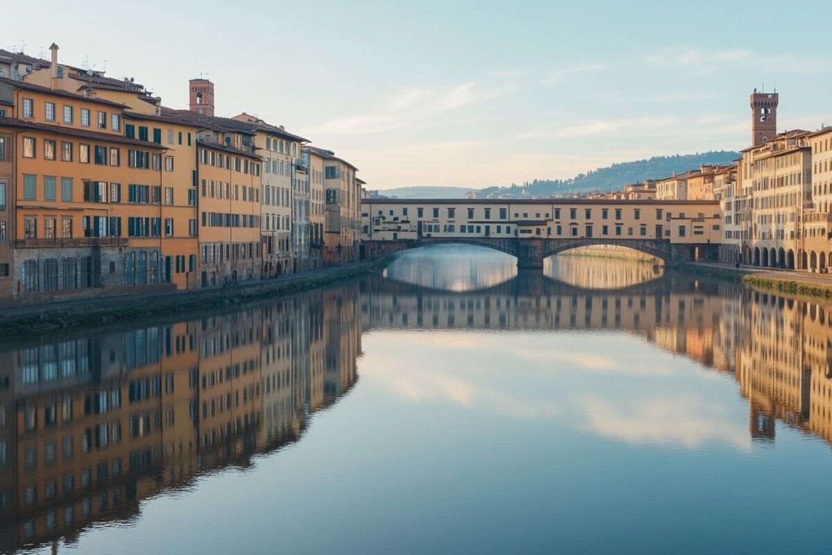 Vue sereine du fleuve arno à florence