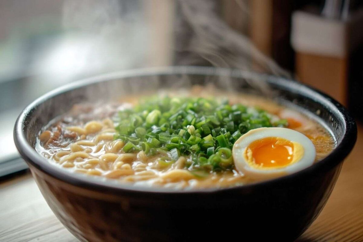 Bol de ramen fumant avec Œuf à tokyo