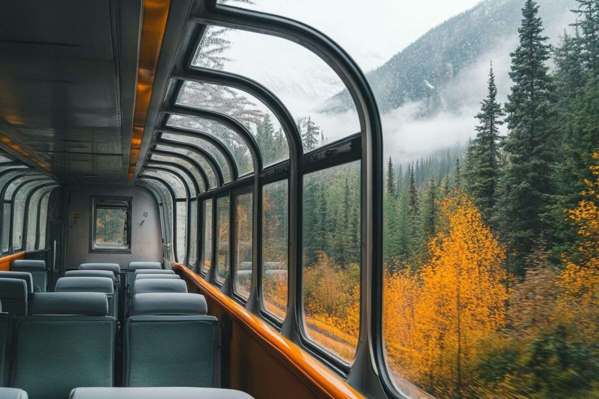 Intérieur douillet d une voiture de train au canada
