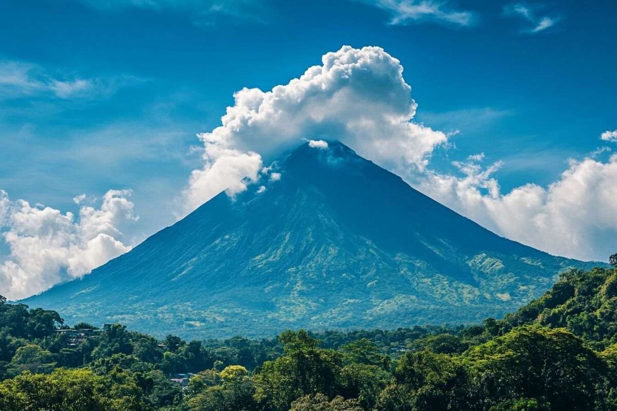 Majestuosa vista del volcán santa ana