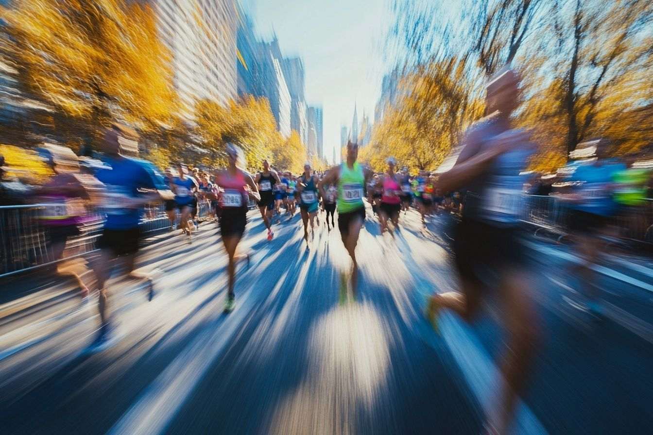 Coureurs franchissant la ligne d arrivée du marathon de new york