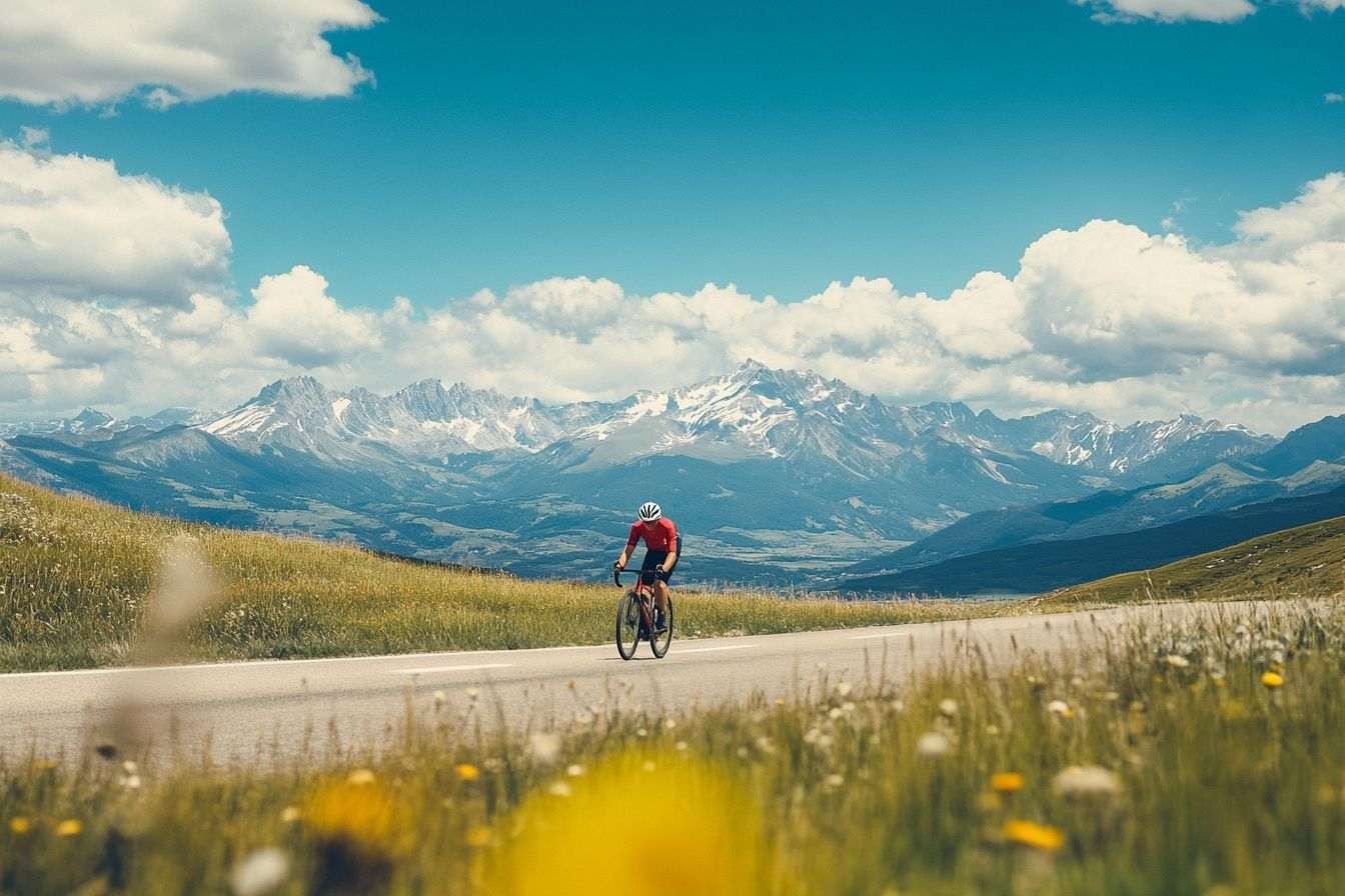 Paysage à couper le souffle avec un cycliste