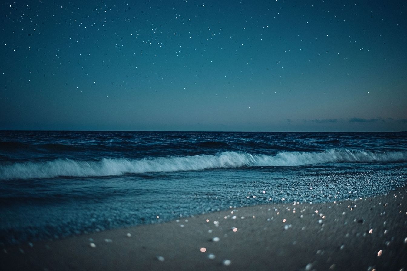 Ciel nocturne étoilé au dessus d une plage paisible