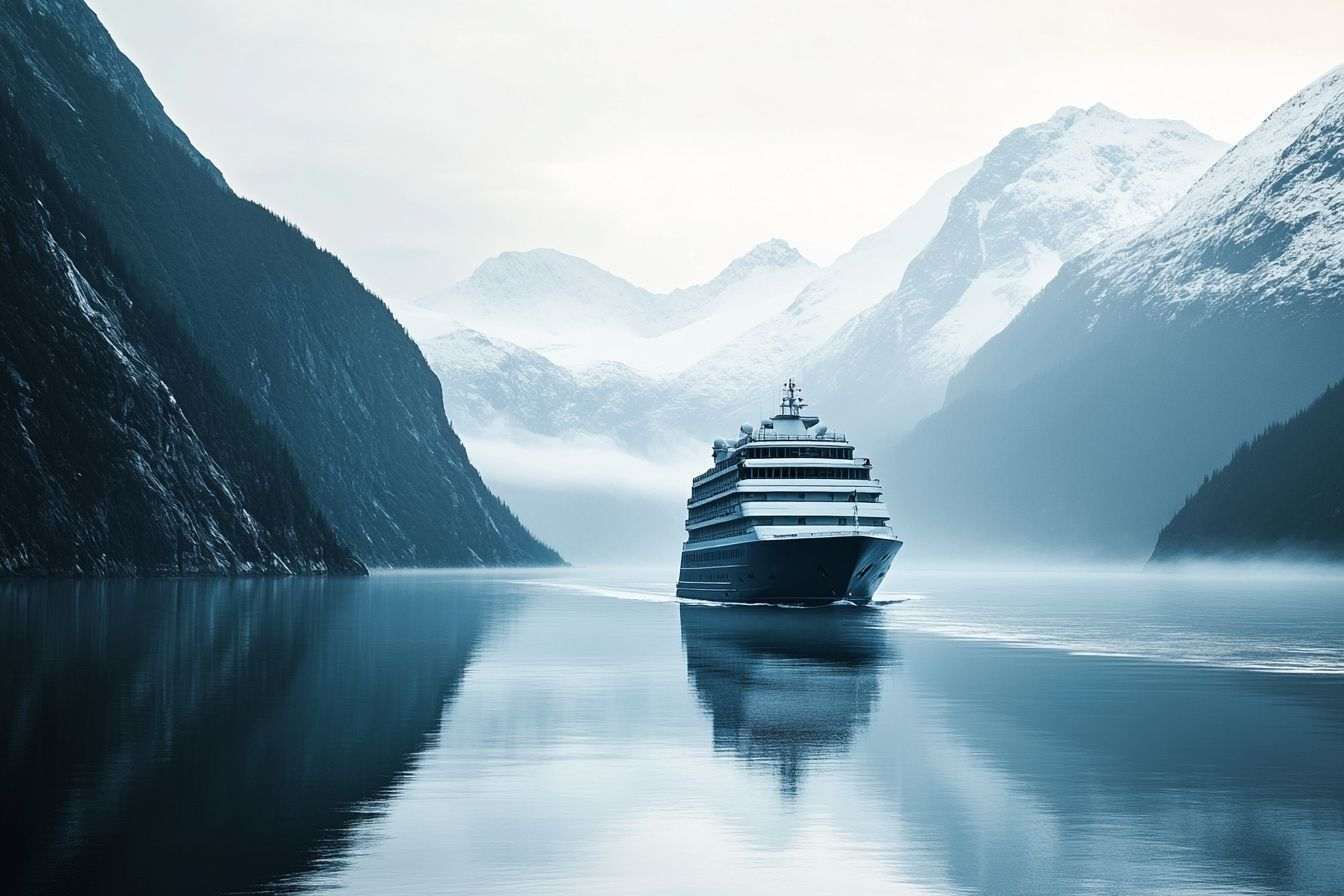 Croisière dans un fjord d alaska au lever du soleil