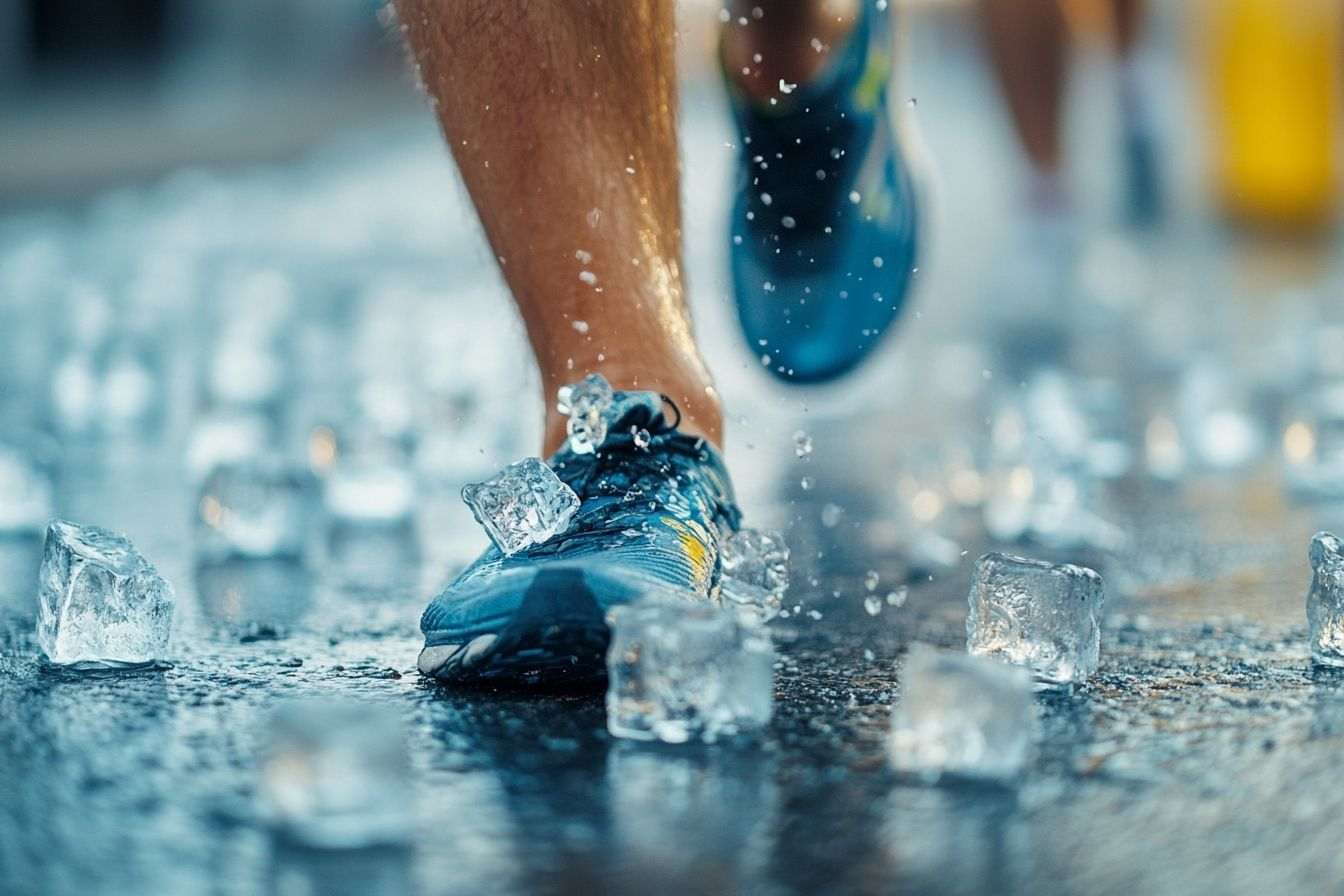 Glace fondante sur mollet après exercice