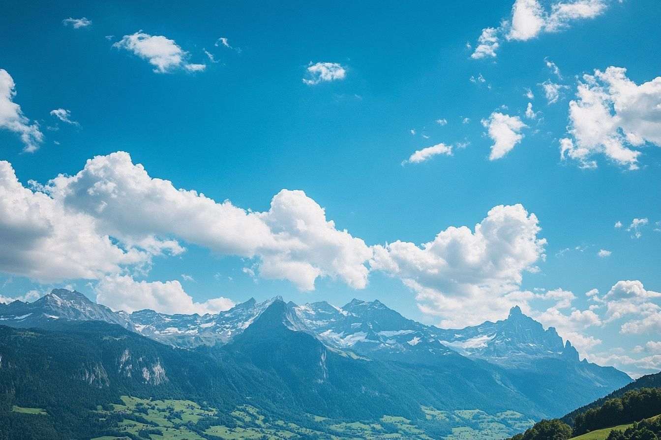 Panorama de montagnes suisses sous ciel bleu