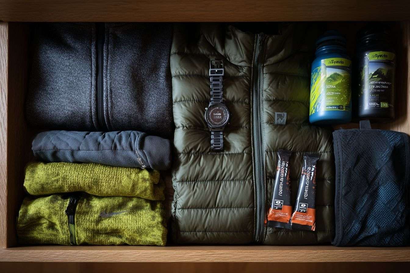 Affichage organisé des essentiels pour la course