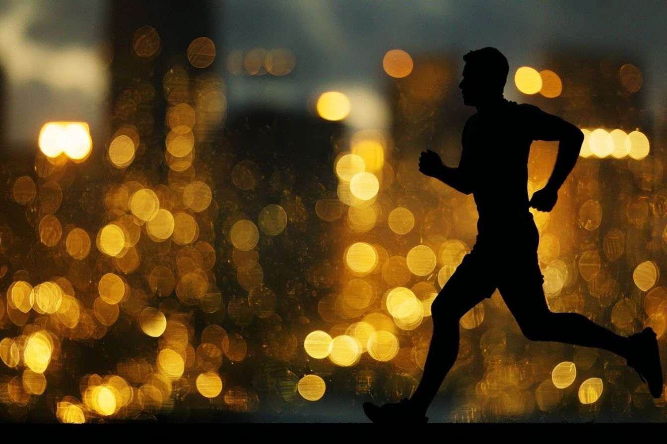 Silhouette d un coureur au crépuscule
