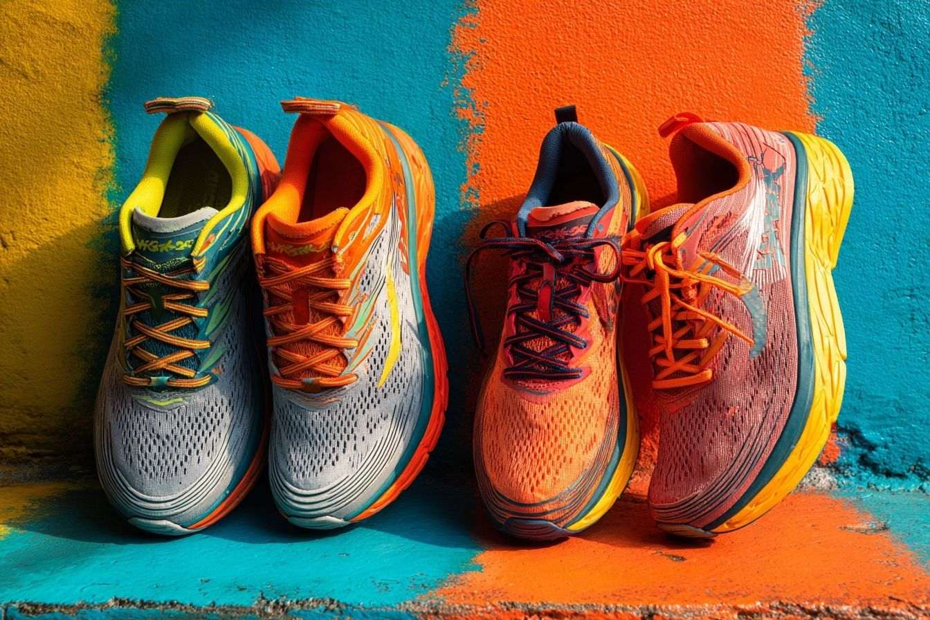 Vues aériennes de chaussures de course