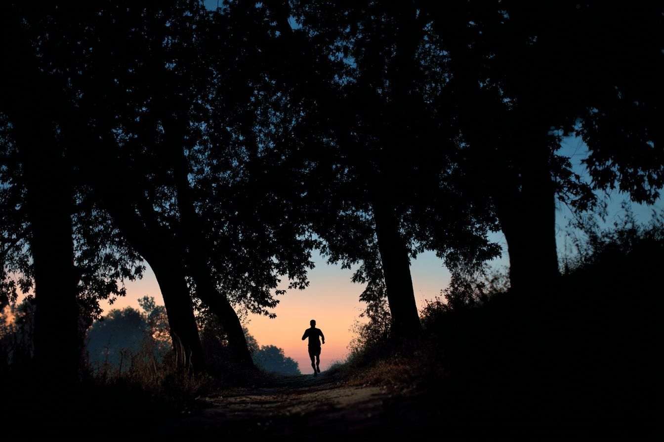 Silhouette d un coureur au crépuscule
