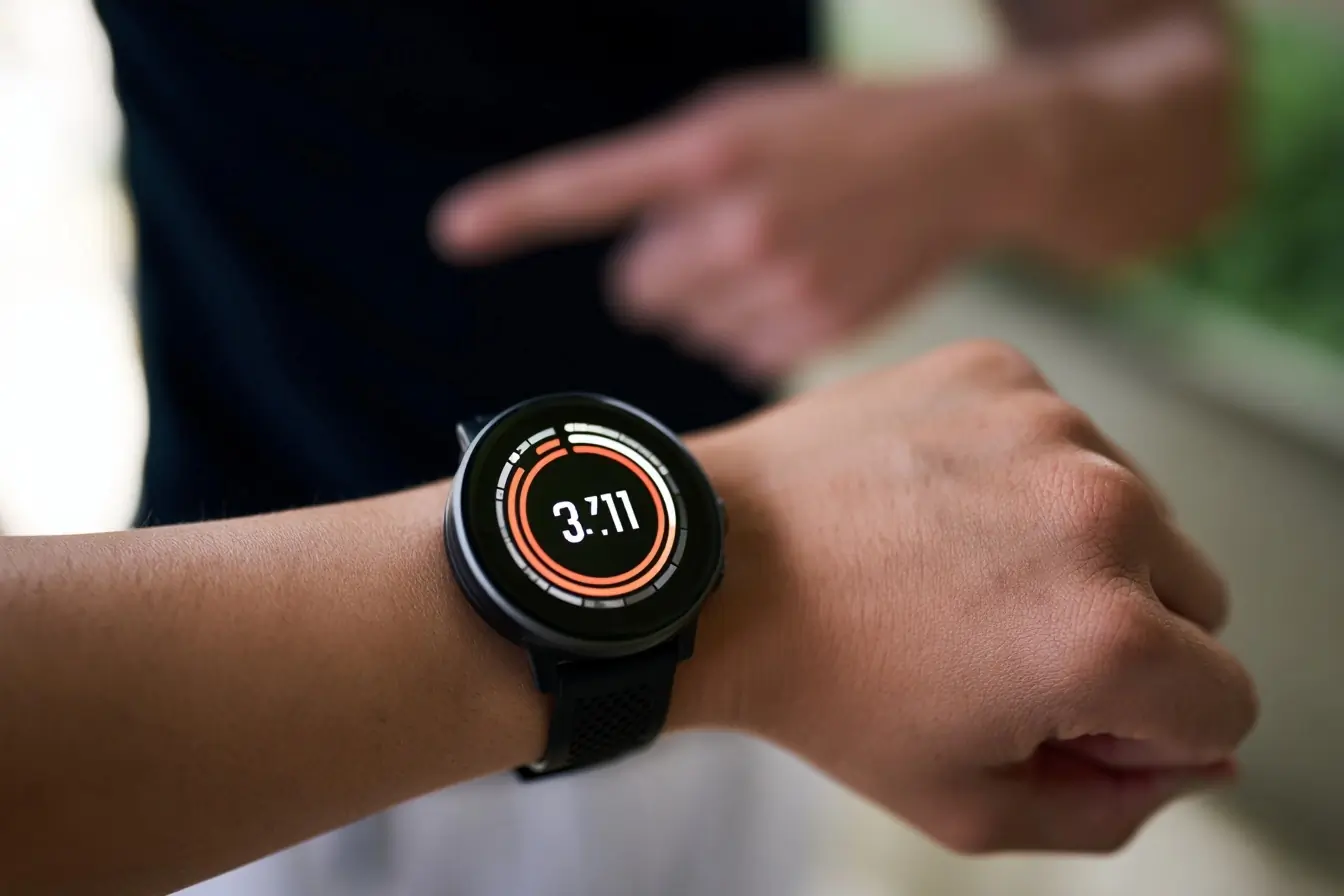 Montre de running affichant une séance