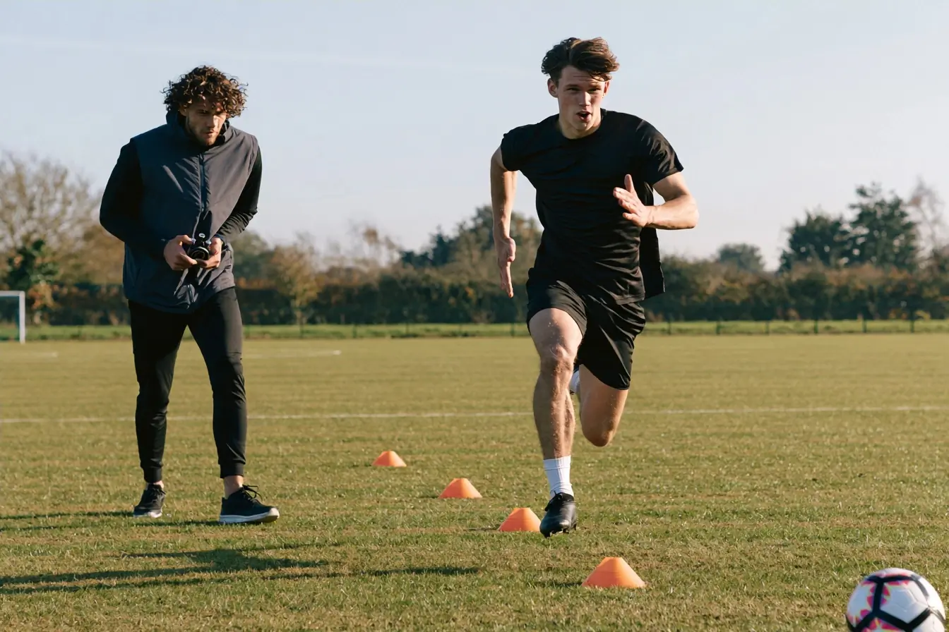 Footballeur en sprints fractionnés
