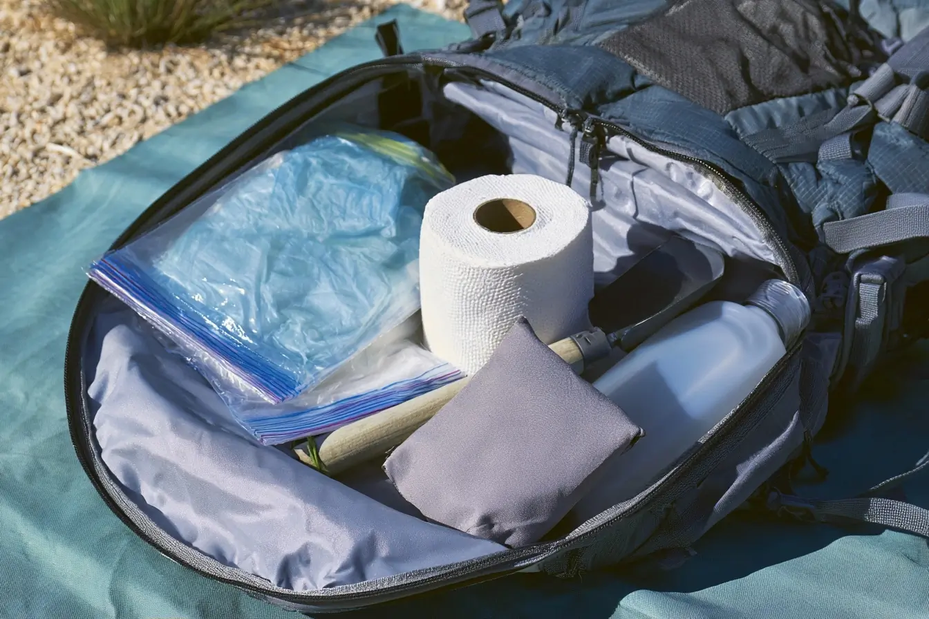 Kit déchets dans un sac de trek